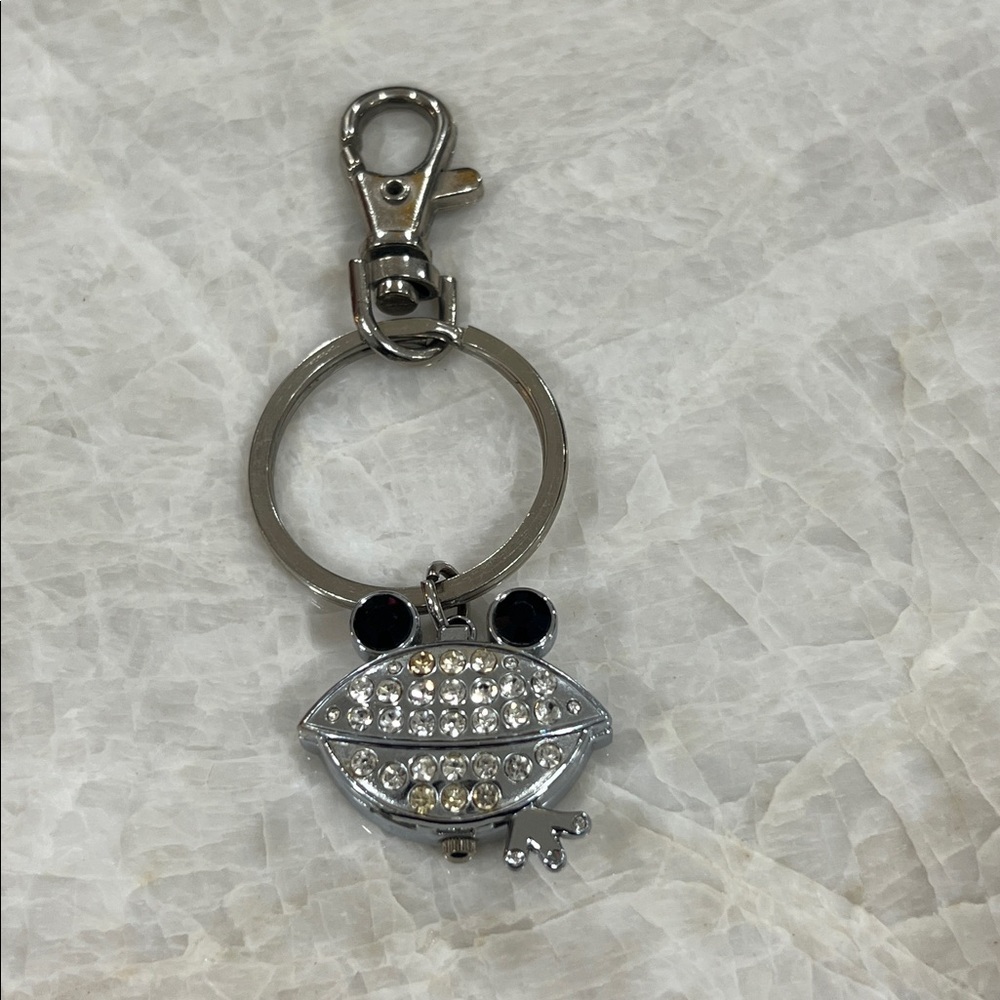 JAS Clock Silver Frog Keychain Accessory
